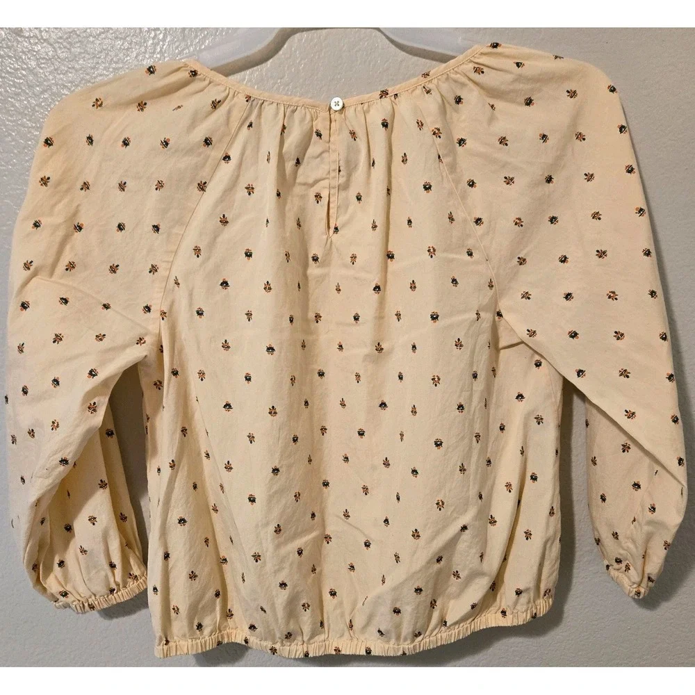 Madewell Gathered Puff Sleeve Crop Top In Sunrise Floral 3/4 Sleeve Size Small